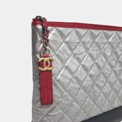 Chanel Silver Leather Gabrielle clutch