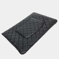 Pre Owned Chanel Black Leather Large O Case