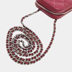 Pre Owned Chanel Red Caviar Leather CC Phone Holder Shoulder Bag