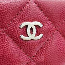Pre Owned Chanel Red Caviar Leather CC Phone Holder Shoulder Bag