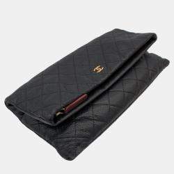 Chanel Black Leather Beauty CC Foldover Clutch Bag