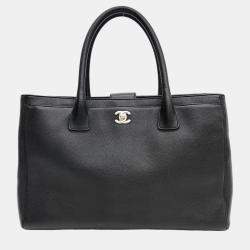 Pre Owned Chanel Black Leather Executive Cerf Tote Bag