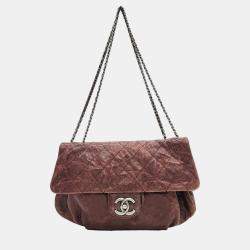 Pre Owned Chanel Burgundy Leather Elastic CC Flap Bag 
