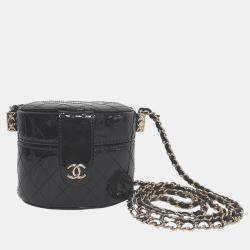 Chanel Black Surpique Chevron Medium Flap Bag Chanel