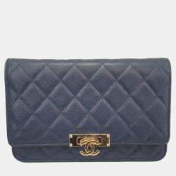 Chanel Blue Leather Classic Wallet on Chain Chanel TLC