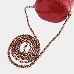 Pre Owned Chanel Red Patent Leather Mini Vanity Case Shoulder Bag