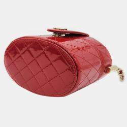 Pre Owned Chanel Red Patent Leather Mini Vanity Case Shoulder Bag