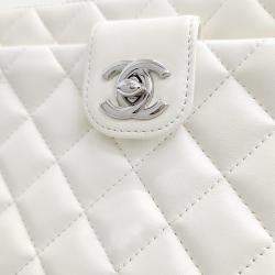 Chanel White Leather CC Clutch Bag