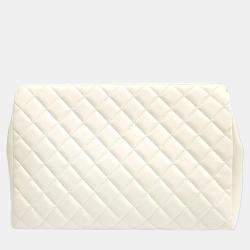 Chanel White Leather CC Clutch Bag