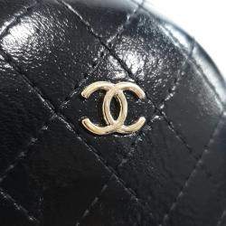 Pre Owned Chanel Black Patent Leather Round CC Chain Shoulder Bag