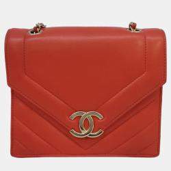 Chanel Red Chevron chain cross bag