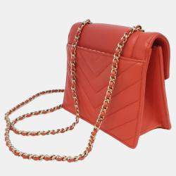 Chanel Red Chevron chain cross bag