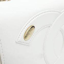Pre Owned Chanel  White Lambskin Leather CC Shoulder Bag