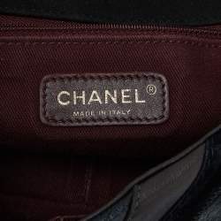Pre Owned Chanel Black/Brown Chevron Suede and Leather Flap Bag