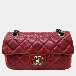 Chanel Red Quilted Caviar Leather CC Filigree Card Holder Chanel