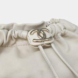 Chanel Beige Leather Bucket Chain Drawstring CC Shoulder Bag
