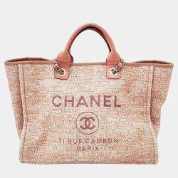 CHANEL Canvas Small Deauville Tote Rose Pink 1034593