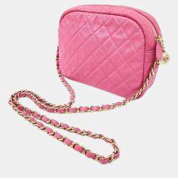 Chanel Pink Leather CC Day Camera Case Chain Shoulder Bag