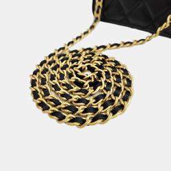 Pre Owned Chanel Black Lambskin Leather Mini Top Handle CC Chain Clutch Bag 