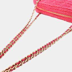 Chanel Pink Leather Tweed Camera Shoulder Bag 