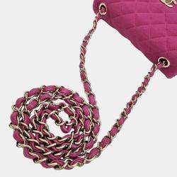 Chanel Pink Leather Fabric Classic Mini Rectangular CC Flap Shoulder Bag