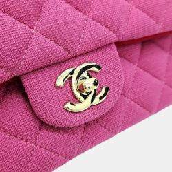 Chanel Pink Leather Fabric Classic Mini Rectangular CC Flap Shoulder Bag