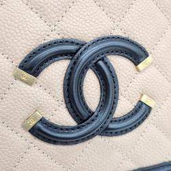 Chanel Beige/Black Caviar  CC Mini Cosmetic Bag