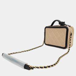 Chanel Beige/Black Caviar  CC Mini Cosmetic Bag