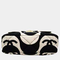 Chanel Black/White Fabric Small 19 Flap Shoulder Bag