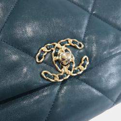 Chanel Green Leather Large 19 Flap Shoulder Bag