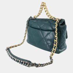 Chanel Green Leather Large 19 Flap Shoulder Bag