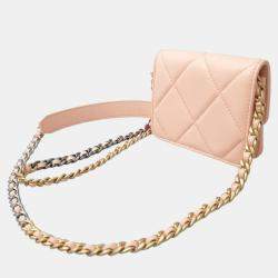 Chanel Pink Leather 19 Chain Coin Purse