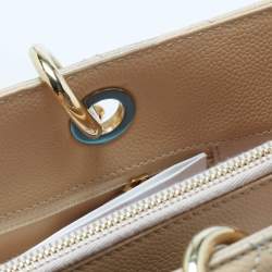 Pre Owned Chanel Beige Quilted Caviar Leather GST Shopper Tote