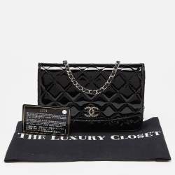 Chanel Black Quilted Patent Leather Brilliant Wallet On Chain