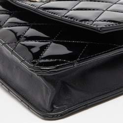 Chanel Black Quilted Patent Leather Brilliant Wallet On Chain
