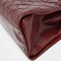 Pre Owned Chanel Burgundy Quilted Glazed Caviar Leather Crave Tote