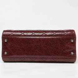Pre Owned Chanel Burgundy Quilted Glazed Caviar Leather Crave Tote