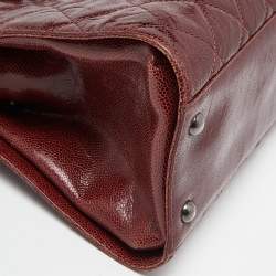 Pre Owned Chanel Burgundy Quilted Glazed Caviar Leather Crave Tote