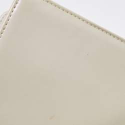 Chanel Pearl White Quilted Patent Leather Medium Boy Flap Bag