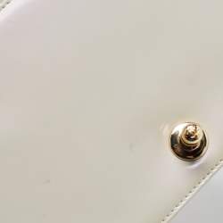 Chanel Pearl White Quilted Patent Leather Medium Boy Flap Bag