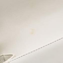 Pre Owned Chanel White Stitch Quilted Leather Medium Boy Flap Bag