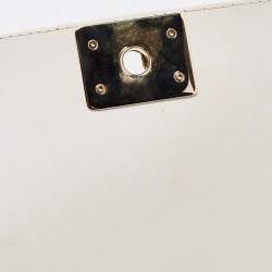 Pre Owned Chanel White Stitch Quilted Leather Medium Boy Flap Bag