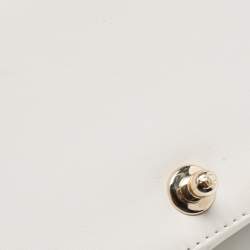 Pre Owned Chanel White Stitch Quilted Leather Medium Boy Flap Bag