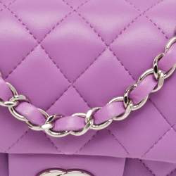 Chanel Purple Quilted Leather New Mini Classic Single Flap Bag