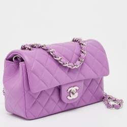Chanel Purple Quilted Leather New Mini Classic Single Flap Bag