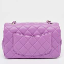 Chanel Purple Quilted Leather New Mini Classic Single Flap Bag
