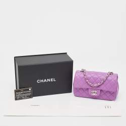 Chanel Purple Quilted Leather New Mini Classic Single Flap Bag