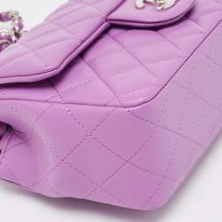 Chanel Purple Quilted Leather New Mini Classic Single Flap Bag