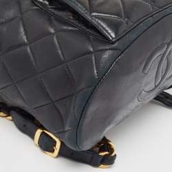 Chanel Black Quilted Leather Vintage Duma Backpack