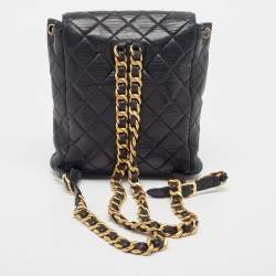 Chanel Black Quilted Leather Vintage Duma Backpack
